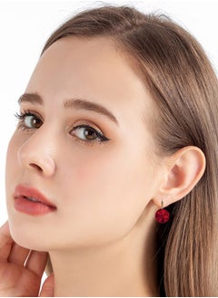 EVEVIC Round Austrian Crystal Drop Lever Back Earrings for Women 14 K Gold Plated Hypoallergenic  - Image 2
