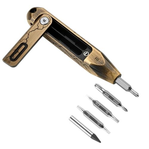 OKNIFE Otacle D1 Cracked Brass Small EDC Multi Bit Pocket Screwdriver 8 in 1 Mini Precision Screwdriver Set S2 Steel Magnetic Bits for Work or Daily Use - Image 1