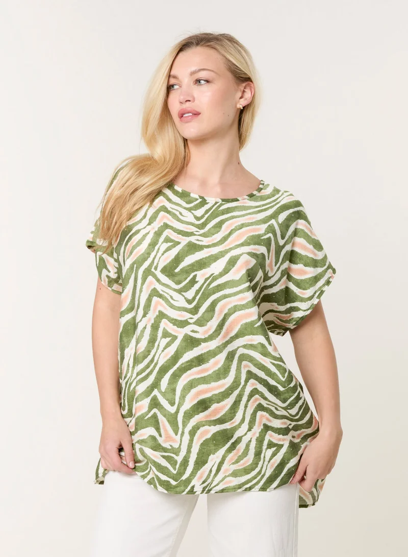 Blue Vanilla Animal Printed Diamante Detailed Top