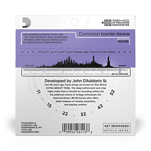 D'Addario EJ13 11-52 Bronze Custom Light Acoustic Guitar Strings - Image 2