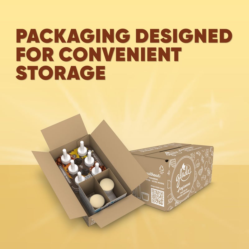 Glade PlugIns Air Freshener Starter Kit, Scented and Essential Oils for Home and Bathroom, Cashmere Woods, 4.02 Fl Oz, 2 Warmers and 6 Refills - Image 2