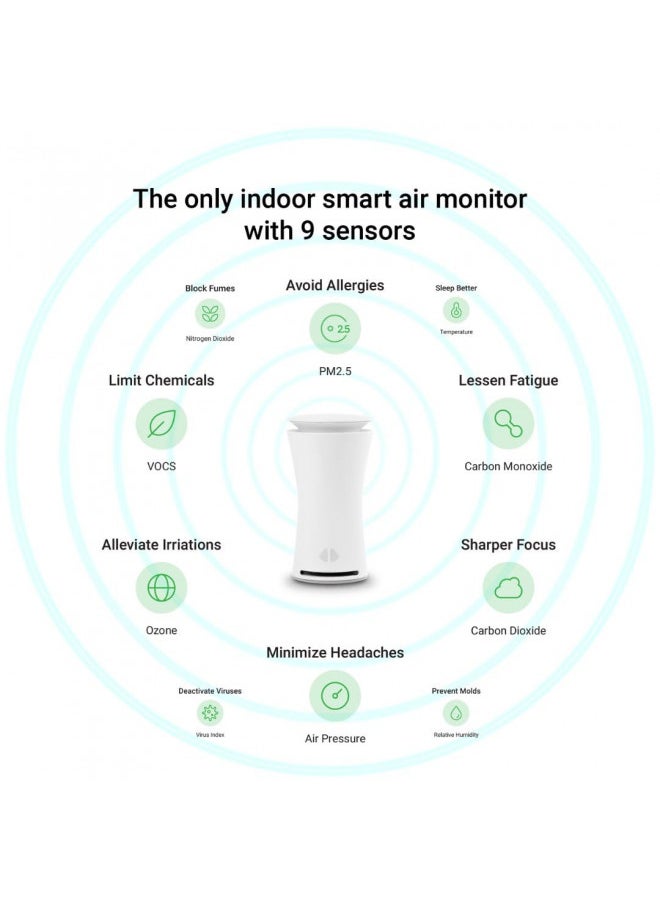 UHOO uHoo 9-in-1 Smart Air Monitor, Indoor Air Sensor for Detecting Mold, Temperature, Humidity, PM 2.5, CO2 Monitor, with Free Mobile App and Premium App, Smart Device for Home and Office  - Image 1