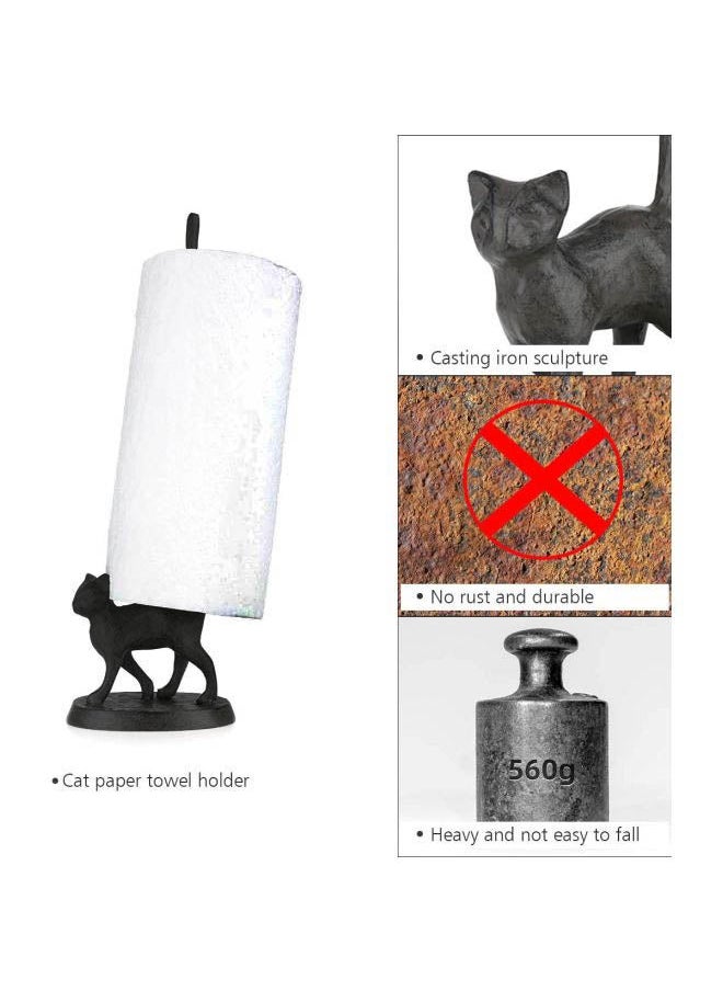 NIBEMINENT Iron Cat Shaped Toilet Paper Holder Grey 36x11x13centimeter  - Image 4