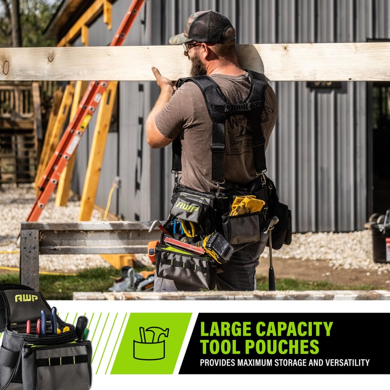AWP TrapJaw Pro Framing Tool Rig, Heavy-Duty Work Belt Organizer with Pockets, Spring-Loaded Tech, Fits Waists up to 50 Inches, Carpenter and Electrician Tool Belt, 1L-60-2 - Image 5
