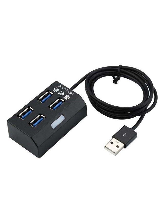 نيبمينينت - موزع ذو 4 منافذ USB 3.0 عالي السرعة بتصميم شبه منحرف مع محول طاقة أسود - Image 1