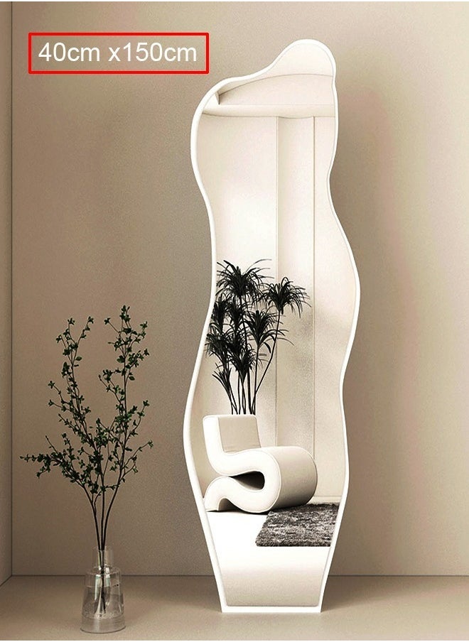 C&C Home - Irregular Clouds Shaped Asymmetrical Mirror Unique Shape Mirror Large Irregular Decorative Floor Full Length Body Mirror White 150X40Cm - Image 1