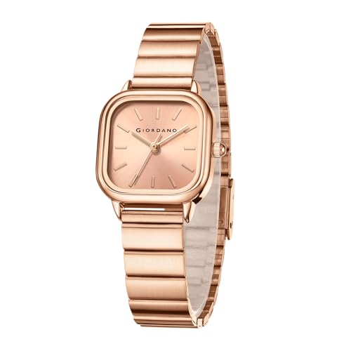 Giordano Classic Square Watch for Women – Polished Stainless Steel Strap, Minimalist Compact Design - Image 1