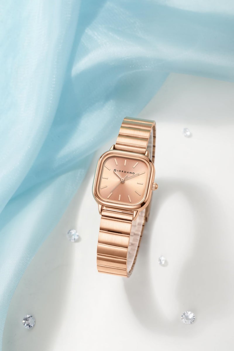 Giordano Classic Square Watch for Women – Polished Stainless Steel Strap, Minimalist Compact Design - Image 3