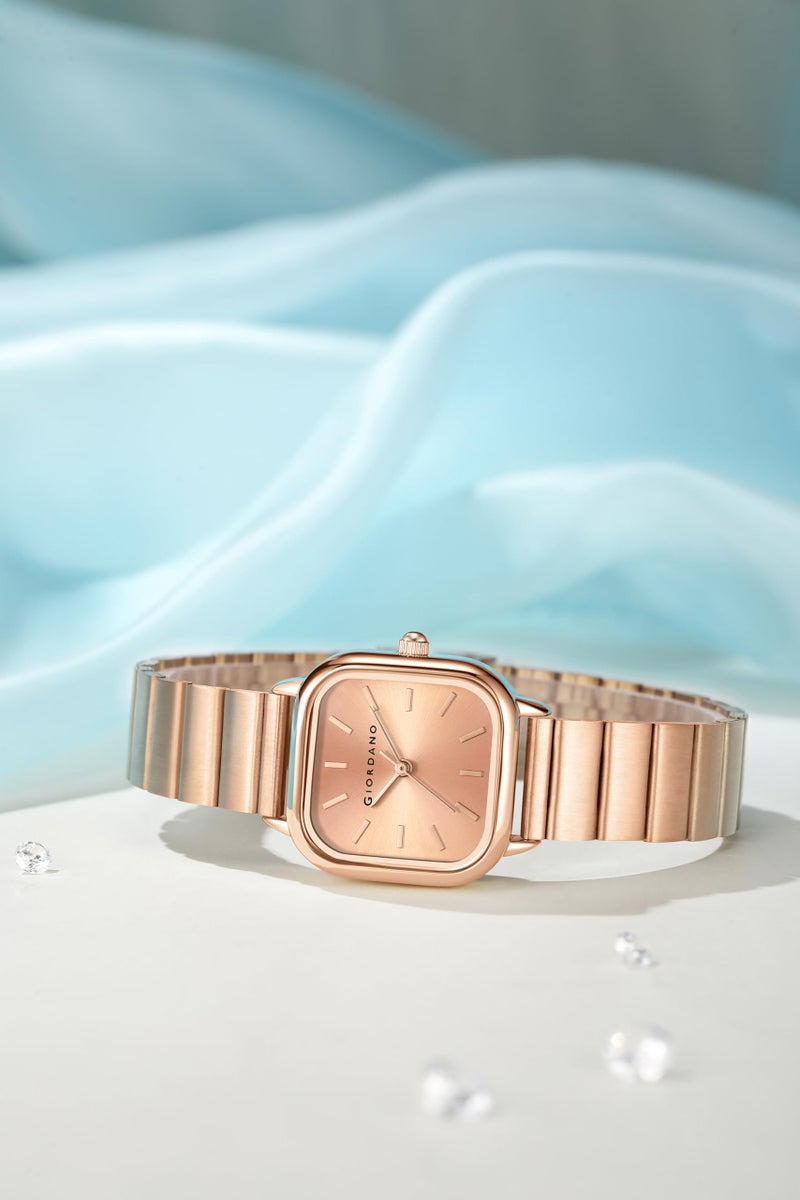 Giordano Classic Square Watch for Women – Polished Stainless Steel Strap, Minimalist Compact Design - Image 4