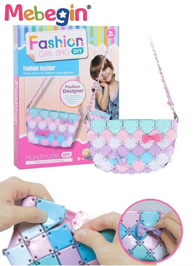 MEBEGIN 84PCS DIY Handmade Shoulder Bag with Bow-knot and Rich Accessaries, Fashionable Unique Messenger Bag, DIY Arts and Crafts Set, Unique Gift for Girls Aged 3+  - Image 1