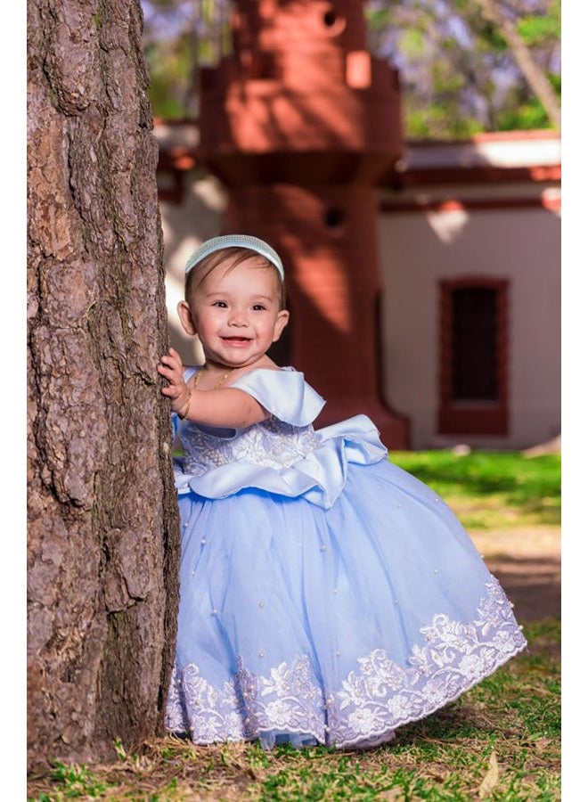 Yosbabe Girls Costume Accessories Princess Cinderella Dress up Accessories for Girls Cinderella Headband Crown Choker Gloves Ring Earrings Halloween Christmas Party Favors for Kids (Blue) - Image 3