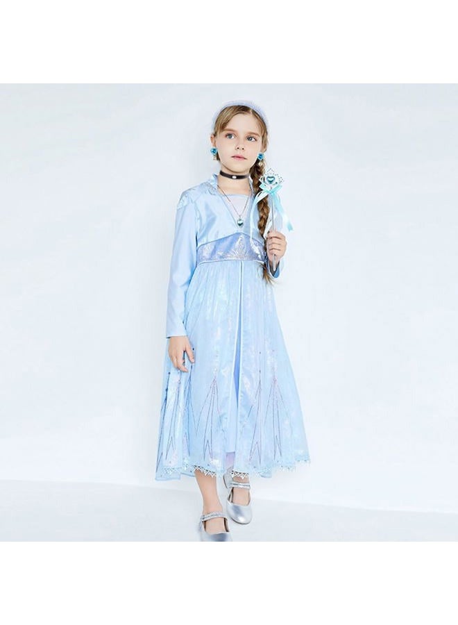 Yosbabe Girls Costume Accessories Princess Cinderella Dress up Accessories for Girls Cinderella Headband Crown Choker Gloves Ring Earrings Halloween Christmas Party Favors for Kids (Blue) - Image 2