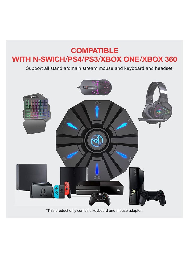 Y&D Keyboard Mouse Converter with LED Light HXSJ P9 Controlle Gaming Multi-Platform Console Adapter Plug and Play for PS4 PS3 Xbox One 360 Switch Consoles Type C Charging Interface - Image 4