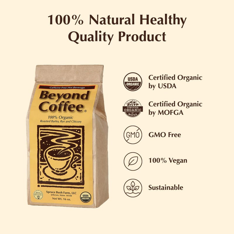 Beyond Coffee - Best Natural Caffeine Free Certified Organic Coffee Alternative - Coffee Substitute Beverage Made of a Healthy Blend of Roasted Chicory, Barley, and Rye - Image 5