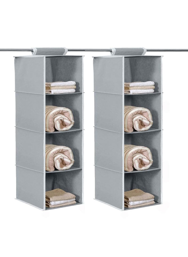 AARON INC AARON INC 4 Shelf Closet Hanging Organizer 4 Tier Closet Wardrobe Organizer Clothes Storage Hanger for Family Closet Bedroom Foldable and Universal Fit Almirah Grey Set of 2  - Image 1