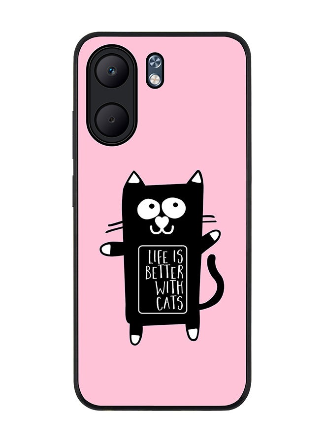 For Oppo A5x 5G / A5x 4G Case,Slim fit Camera Protection, Shockproof Thin Phone cover  - Life is better with cats