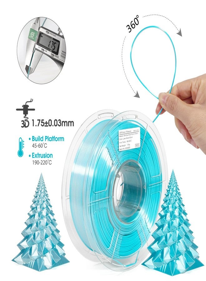 iSANMATE 3D Printer Filament, PLA Filament 1.75mm Dual Color Filament, Shiny Silk PLA Coextruded Filament, 3D Printing Filament Magic PLA, 1 kg/Spool (Lake Green and Silver) - Image 2