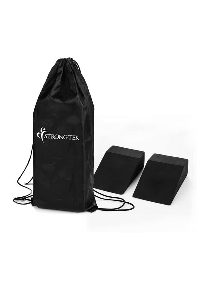 StrongTek Yoga Foam Wedge Blocks (Pair) Soft Wrist Wedge, Supportive Foot Exercise Accessories, Balance, Strength, Yoga Strap, Pilate, Fitness, Squat, Pushup, Plank, EVA Riser yoga block set (black) - Image 4