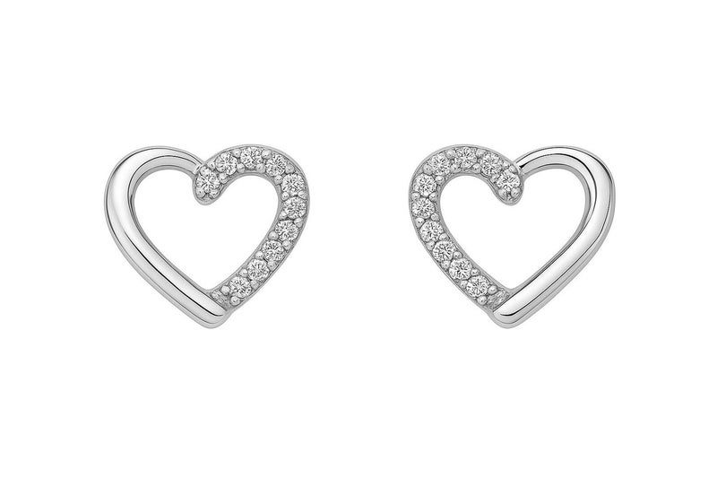 Silver Town Heart Stud Earrings