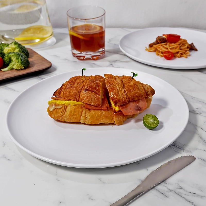 TP طقم أطباق عشاء مكون من 6 قطع من الميلامين TP 10 أطباق غير قابلة للكسر للأكل في الداخل والخارج خدمة عشاء غير قابلة للكسر لـ 6 أشخاص باللون الأبيض غير اللامع - Image 2