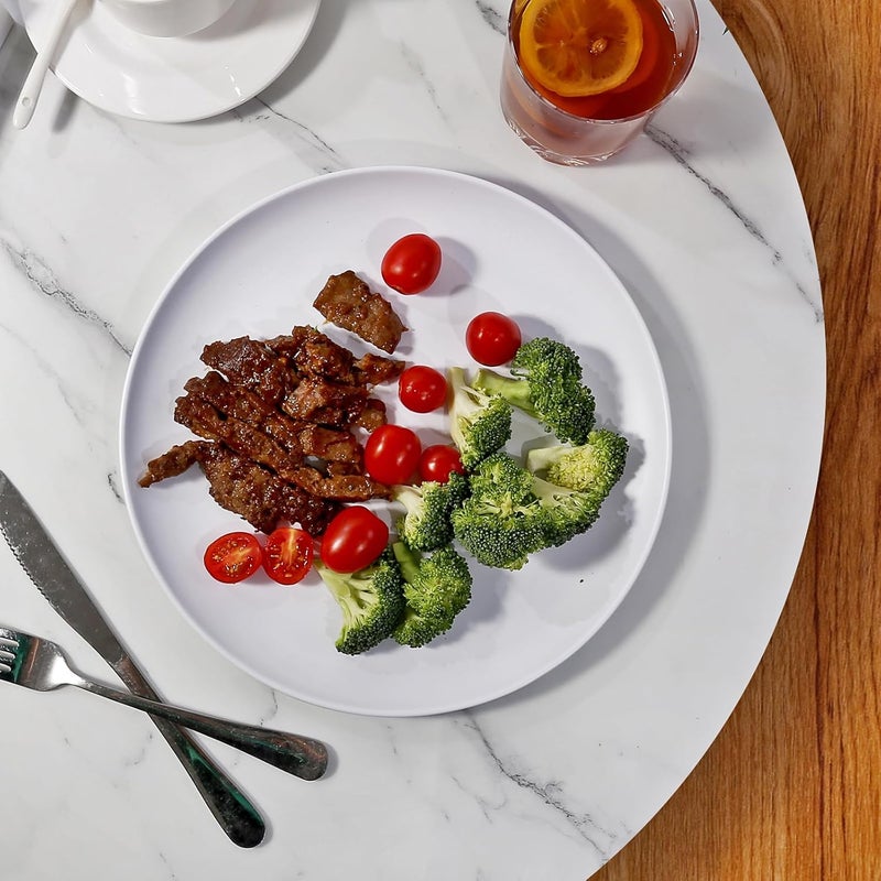 TP طقم أطباق عشاء مكون من 6 قطع من الميلامين TP 10 أطباق غير قابلة للكسر للأكل في الداخل والخارج خدمة عشاء غير قابلة للكسر لـ 6 أشخاص باللون الأبيض غير اللامع - Image 4