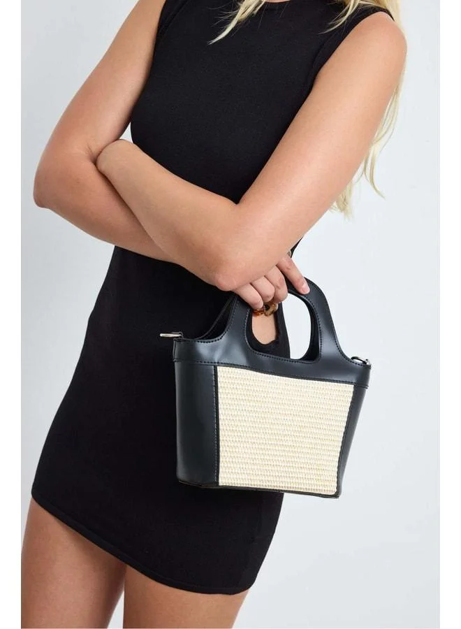 Costa Wicker Hand and Crossbody Bag – Black.