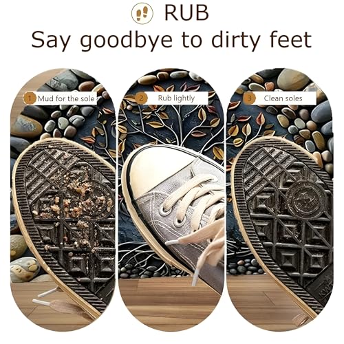 Arviz Semi-Circle Door Mats for Home, Welcome Mats for Door Entrance D-Shaped, Anti-Skid Water Soaking Bathroom Rug, Decorative Semi-Circle Welcome Mat for Home Entrance Bathroom & Kitchen - Image 3