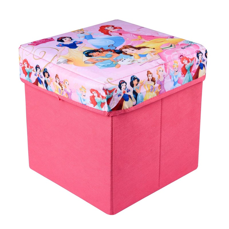 Urbane Home Urbane Home Disney Princess Storage Sitting Stool Foldable Storage Box Storage Sitting Stool for Kids Room Stool For Living Room Storage Stool Box For Toys Pink 