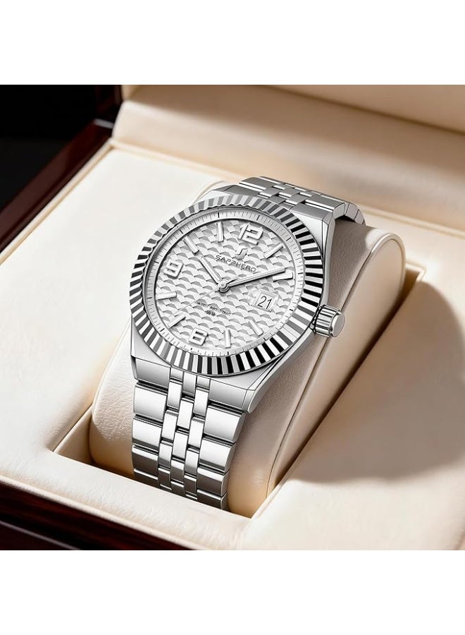 Sapphero Analog Quartz Watch for Men, Stainless Steel Bracelet, Water Resistant up to 50 Meters. A Watch for Business, Work, Sport, and Leisure. - Image 5