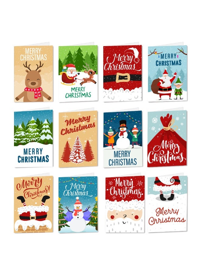 Christmas Cards 12 Pieces Christmas Cards Set with Envelope for Kids, Family, Friends, Customers, - Image 1