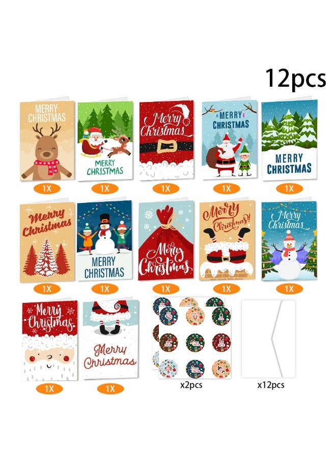 Christmas Cards 12 Pieces Christmas Cards Set with Envelope for Kids, Family, Friends, Customers, - Image 2