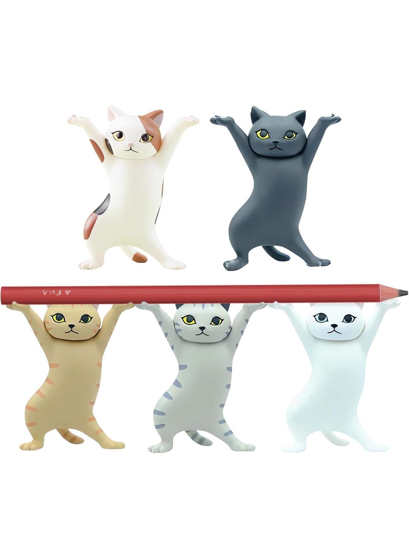 ChicAbode Cute Gifts,Desk Decor,Funny Office Decor,Cat Pen Holder,Funny Office Desk Decor for Women Girls Dancing Cat (5 Cats Set) - Image 1