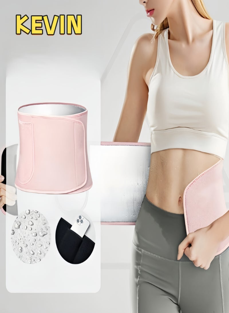 كيفن حزام تعرق أيوني فضي مع جيوب، حزام ساونا قابل للتعديل، يُحسّن استقرار الجذع، يزيد من كثافة التمارين الهوائية، يزيد التعرق مشد خصر قابل للتعديل للرجال والنساء - حزام تخسيس وتعرق بتأثير الساونا لحرق الدهون - حزام دعم قطني للظهر - مشد رياضي مُشكل للجسم خلال التمارين - Image 1