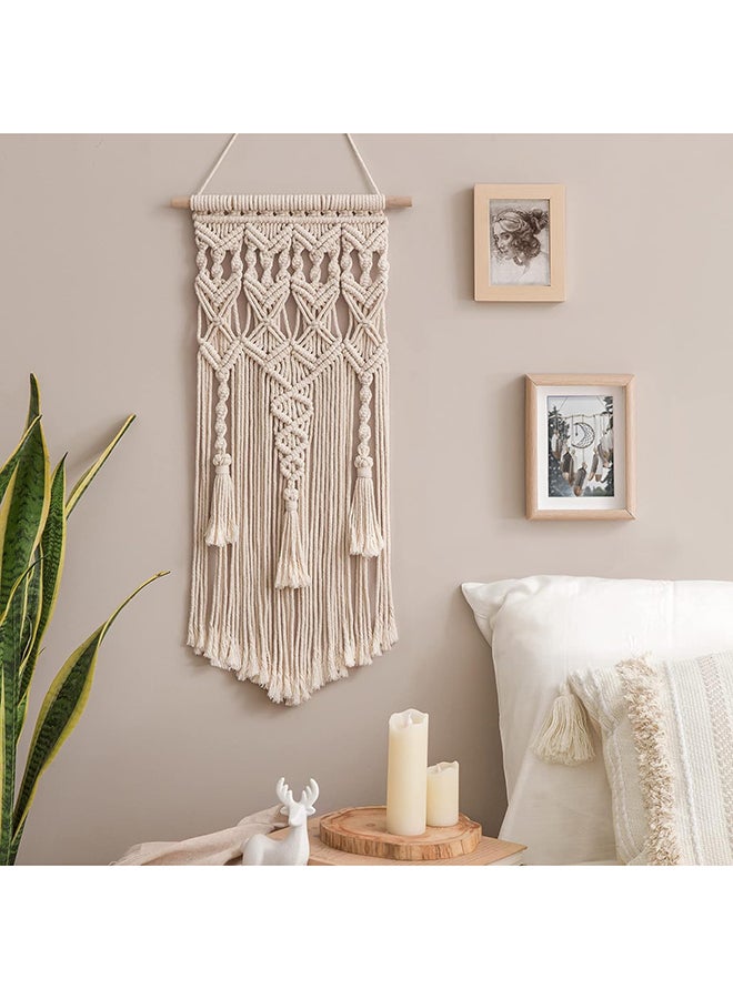 انتيكيانو مكرمية جدارية للتعليق على الحائط، ديكور عصري بوهيمي 71x33 سم - Image 2