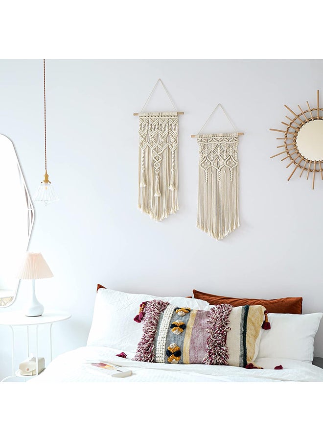 انتيكيانو مكرمية جدارية للتعليق على الحائط، ديكور عصري بوهيمي 71x33 سم - Image 3