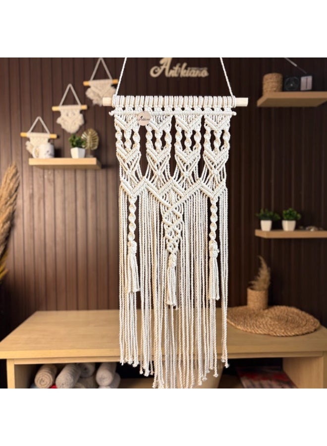 انتيكيانو مكرمية جدارية للتعليق على الحائط، ديكور عصري بوهيمي 71x33 سم - Image 1