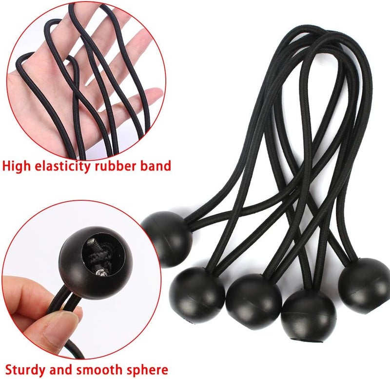 AOPRIE 30 Pack Bungee Balls 9Inches Black Ball Bungee Heavy Duty Heavyweight Tarp Bungee Cords, Weather Resistant Tie Down Strap 4mm Thickness - for Camping, Tents, Cargo, Holding Wire and Hoses - Image 3