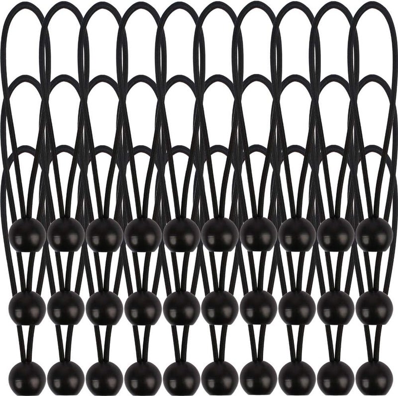 AOPRIE 30 Pack Bungee Balls 9Inches Black Ball Bungee Heavy Duty Heavyweight Tarp Bungee Cords, Weather Resistant Tie Down Strap 4mm Thickness - for Camping, Tents, Cargo, Holding Wire and Hoses - Image 1