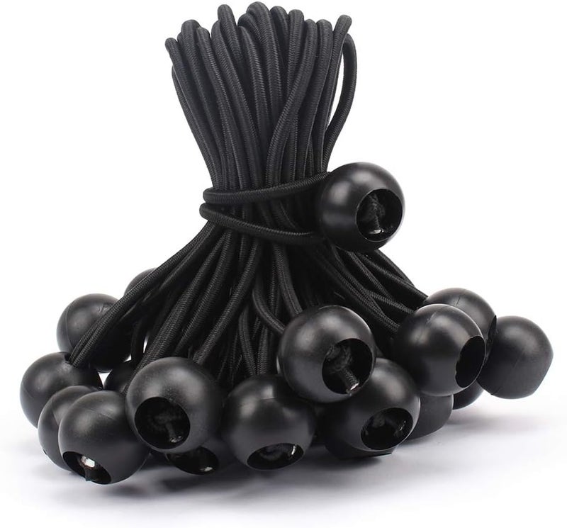 AOPRIE 30 Pack Bungee Balls 9Inches Black Ball Bungee Heavy Duty Heavyweight Tarp Bungee Cords, Weather Resistant Tie Down Strap 4mm Thickness - for Camping, Tents, Cargo, Holding Wire and Hoses - Image 2