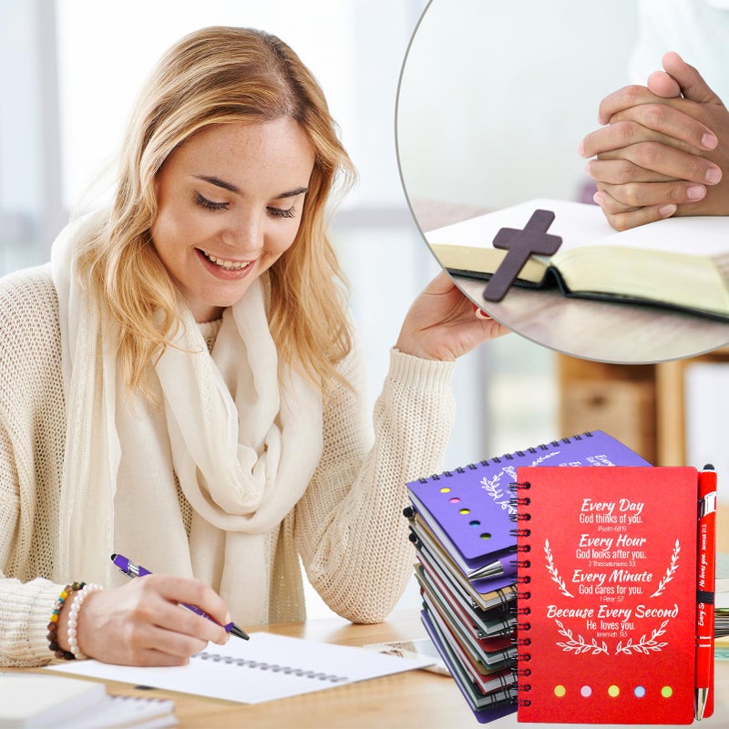 Tarevaniwa 40 Pcs Bulk Christian Gifts Prayer Journal for Woman - 20 Set Christian Spiral Notebook & Religious Pen - Church Gifts for Inspirational, Sunday School, Bible Study, Devotions (Colorful) - Image 4