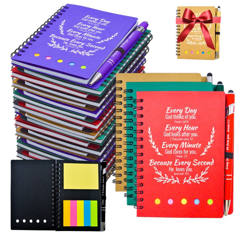 Tarevaniwa 40 Pcs Bulk Christian Gifts Prayer Journal for Woman - 20 Set Christian Spiral Notebook & Religious Pen - Church Gifts for Inspirational, Sunday School, Bible Study, Devotions (Colorful) - Image 1