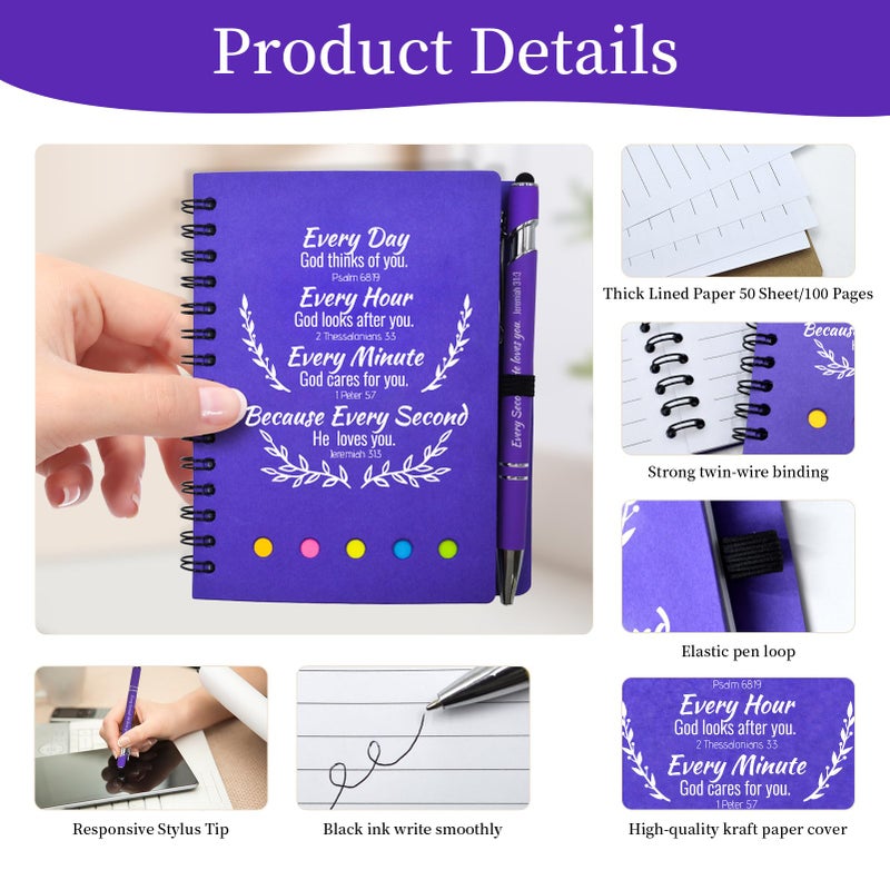 Tarevaniwa 40 Pcs Bulk Christian Gifts Prayer Journal for Woman - 20 Set Christian Spiral Notebook & Religious Pen - Church Gifts for Inspirational, Sunday School, Bible Study, Devotions (Colorful) - Image 2
