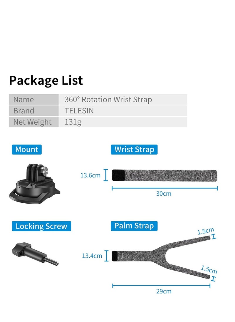Y&D - SYOSI Wrist Mount Strap 360 Rotation Arm Plam Ankle Band Holder Cycling for GoPro Max Hero 10 9 8 7 6 5 Insta360 One R X2 Go2 DJI Osmo Action 2 Camera Accessories - Image 1