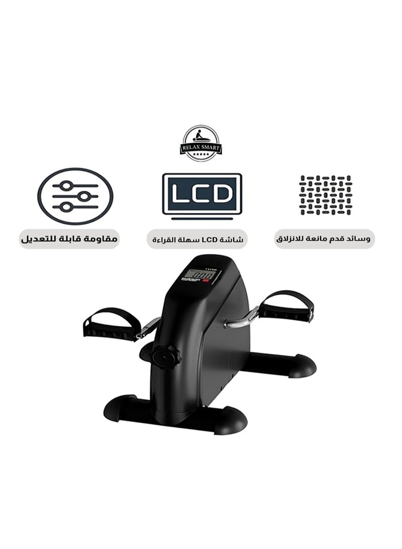 ريلاكس سمارت دراجة تمارين صغيرة مزودة بشاشة رقمية - جهاز تمارين محمول بدواسة يوضع تحت المكتب لتمرين الساقين والذراعين، جهاز لياقة بدنية صغير الحجم للاستخدام في المنزل والمكتب وإعادة التأهيل - Image 4
