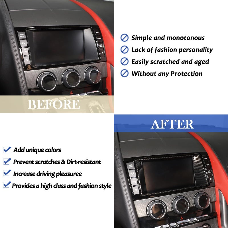 Generic Daeiclru Car Navigation Screen Frame Trim Cover Fit for Jaguar F-Type 2013-2018, ABS Center Display Frame Trim Cover, GPS Screen Frame Accessories (Carbon Fiber Pattern)  - Image 2