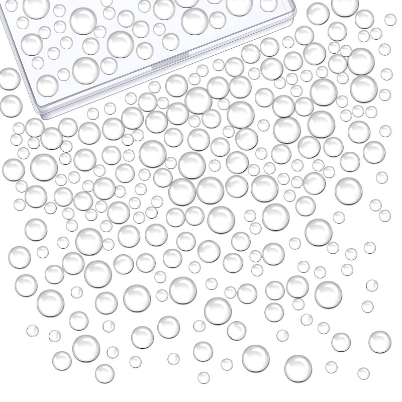 Blulu 700 Pieces Clear Dewdrop Water Droplets Embellishments Dewdrop Simulation Embellishments Round Clear Waterdrop Resin Beads Scrapbooking Card with Storage Box for DIY Crafts Paper Making Decor - Image 1
