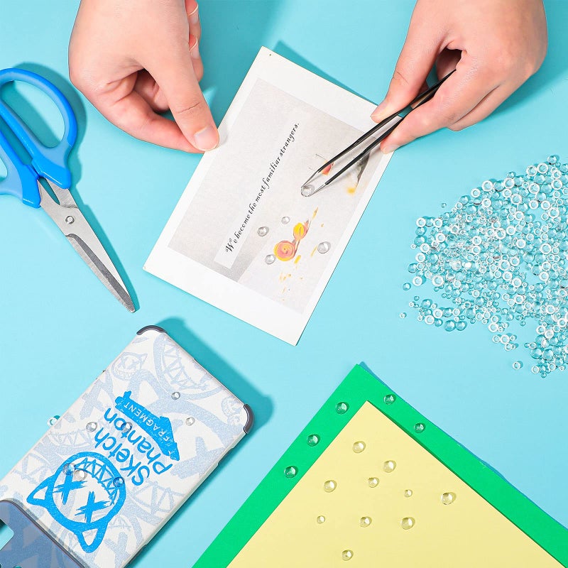 Blulu 700 Pieces Clear Dewdrop Water Droplets Embellishments Dewdrop Simulation Embellishments Round Clear Waterdrop Resin Beads Scrapbooking Card with Storage Box for DIY Crafts Paper Making Decor - Image 5