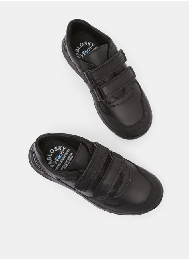 بابلوسكي Boys' Solid Sneakers with Hook and Loop Closure