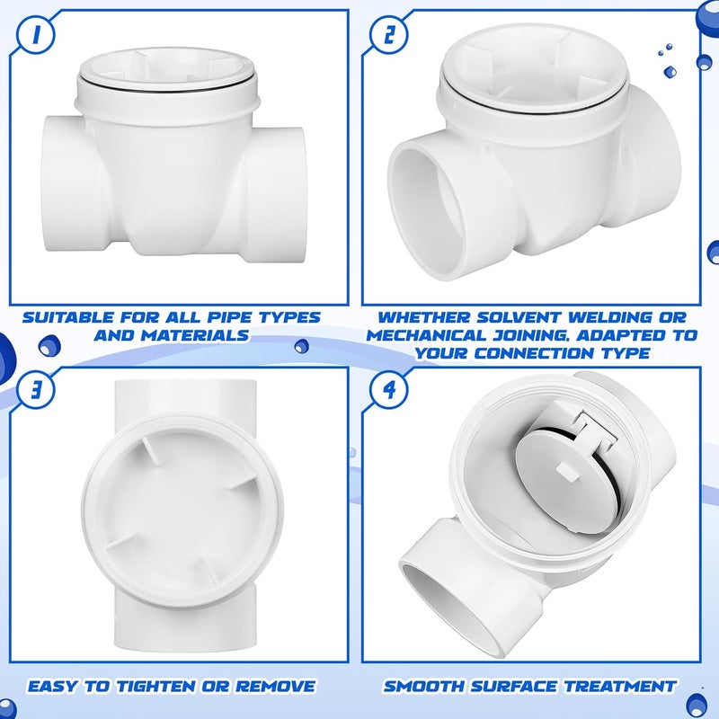 Tondiamo Backwater Valve Drain Backflow Preventer Valve Prevent Sewage and Rainwater from Flowing BackWhite PVC4 Inch - Image 3
