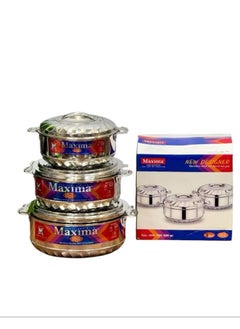 Maximum set of 3-piece stainless steel food containers1000ml 1500ml 2500ml 